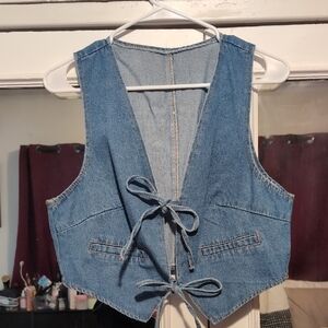 Denim Vest with Tie Front